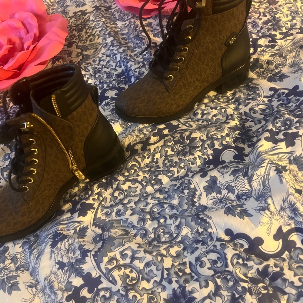Michael Kors Brown Combat Moto Boots